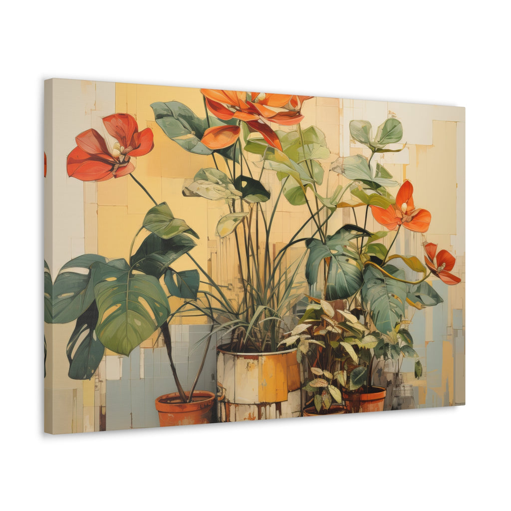 Wall Art Decor - Canvas Print Artwork - Earthy Rustic Potted Plants