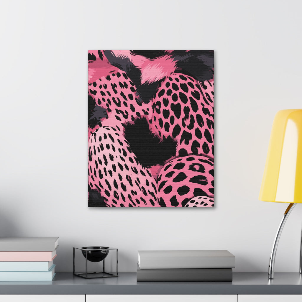 Wall Art Decor - Canvas Print Artwork - Pink and Black Leopard Spots