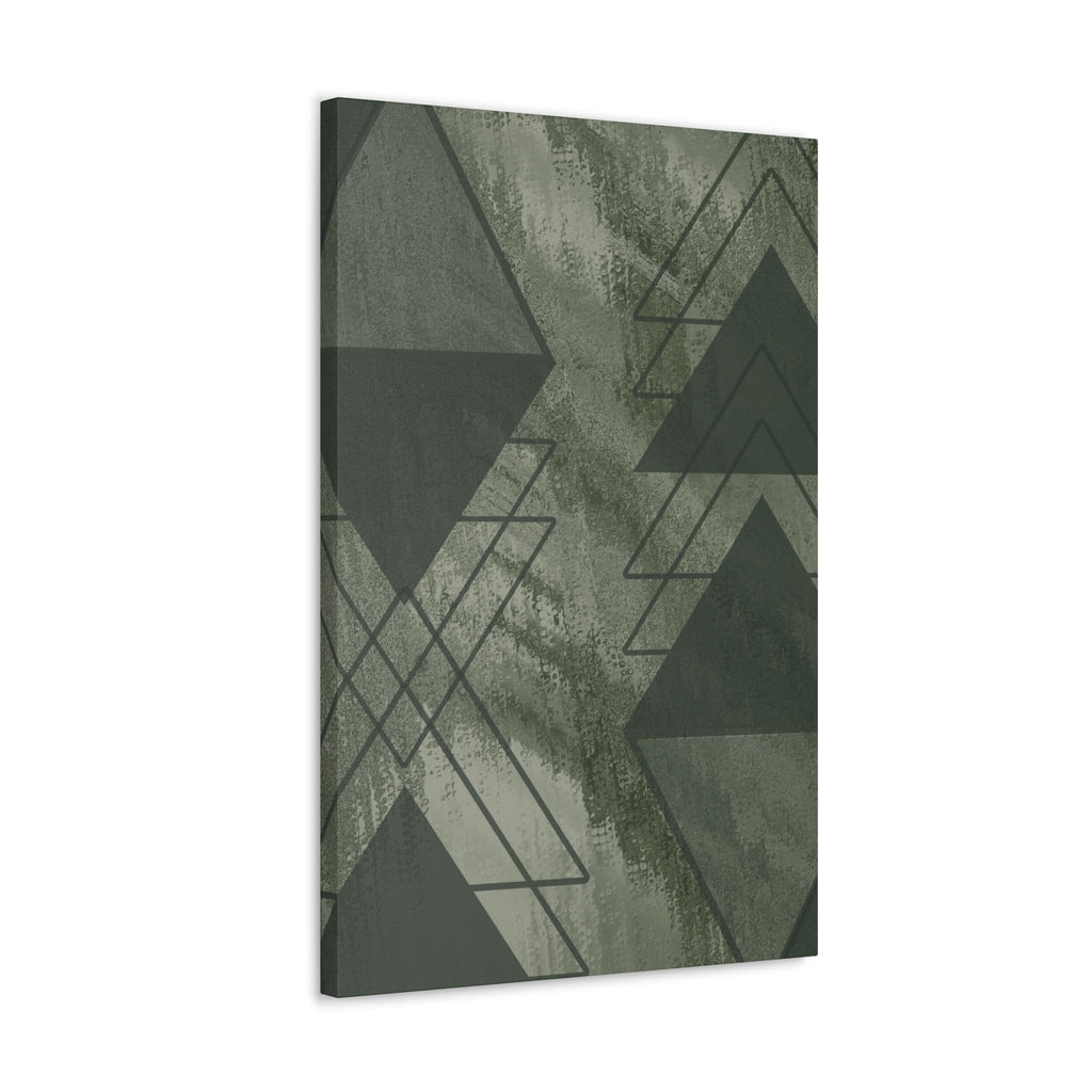 Wall Art Decor - Canvas Print Artwork - Olive Green Triangular