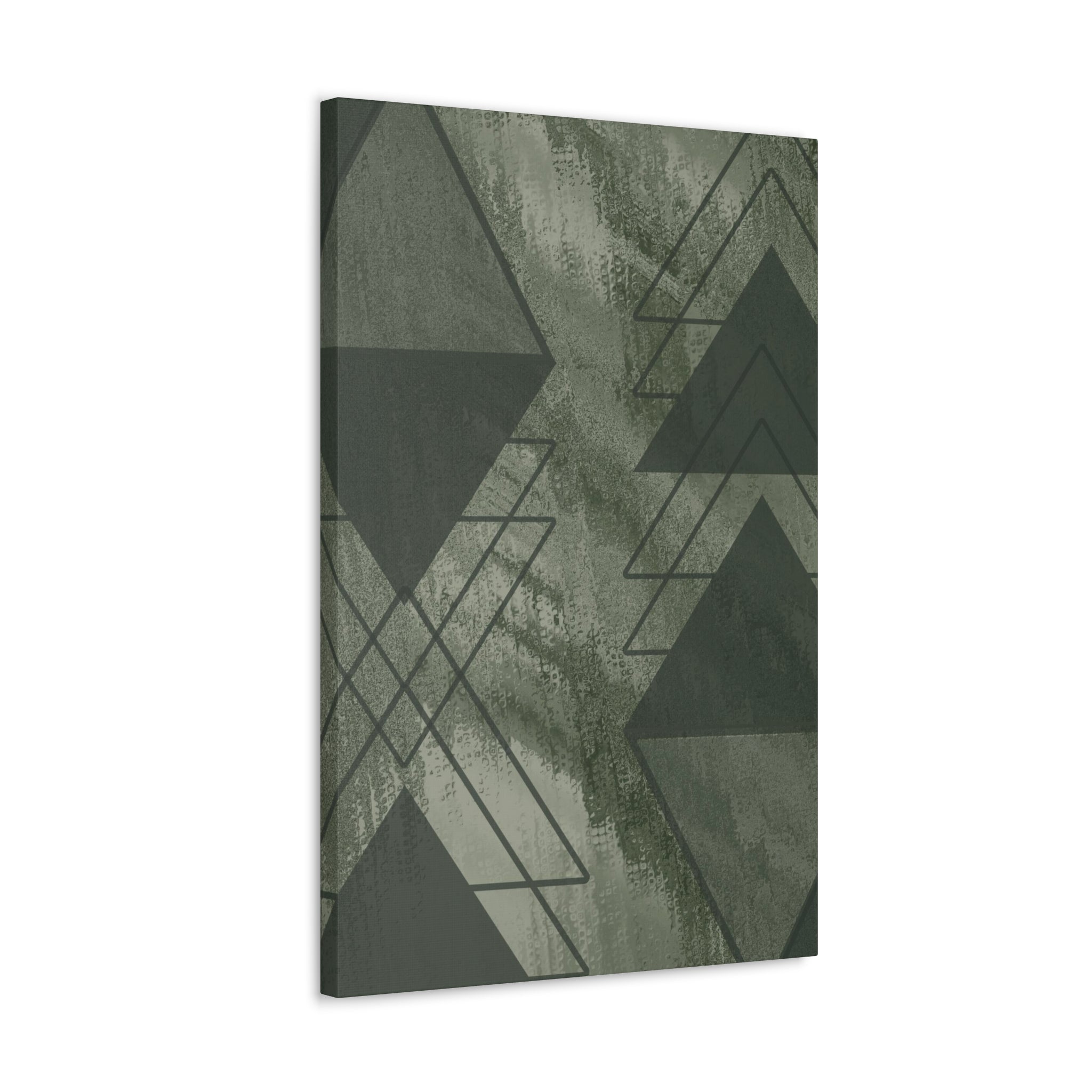 Wall Art Decor - Canvas Print Artwork - Olive Green Triangular