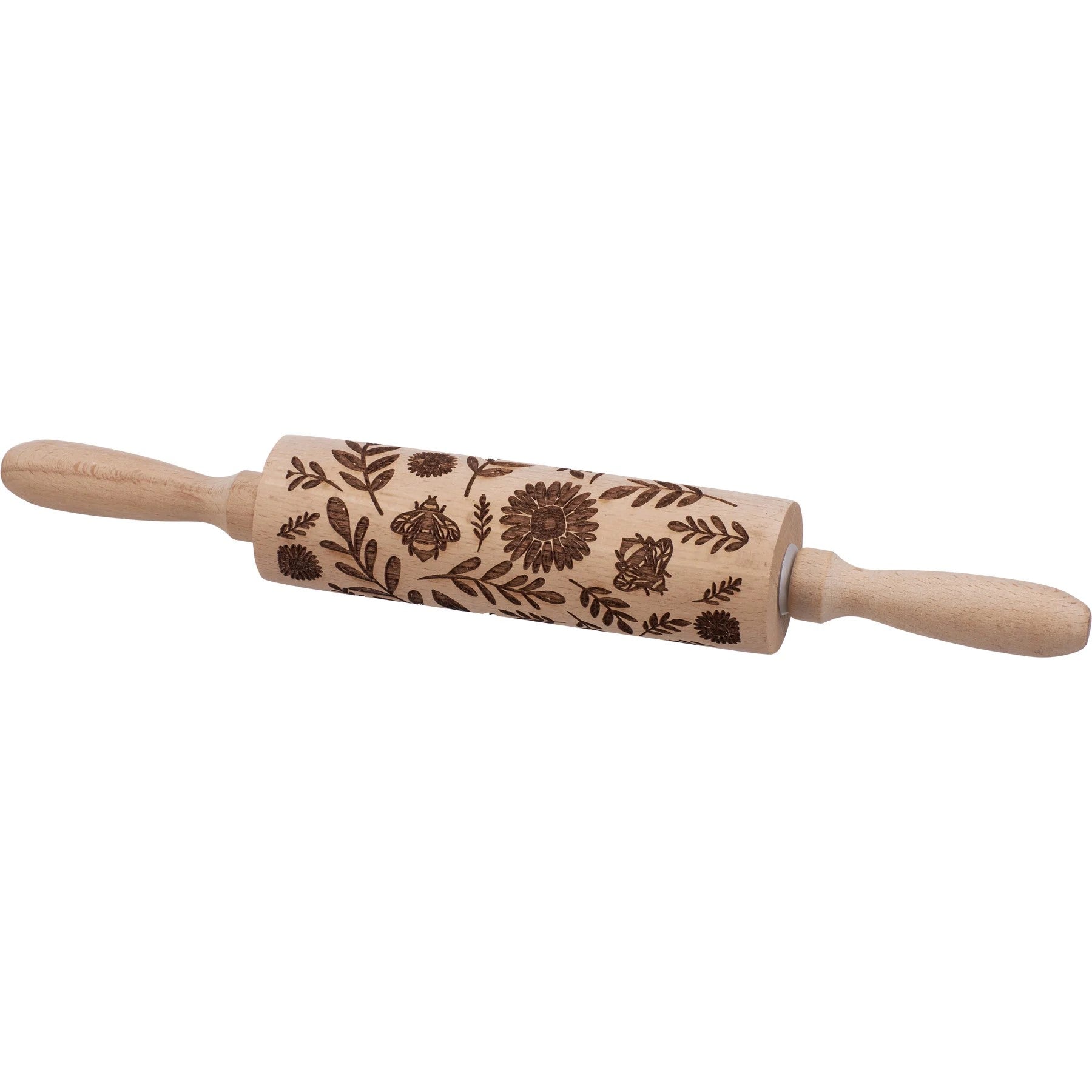 Floral Embossed Rolling Pin | Bees and Florals Design Baking Tools |