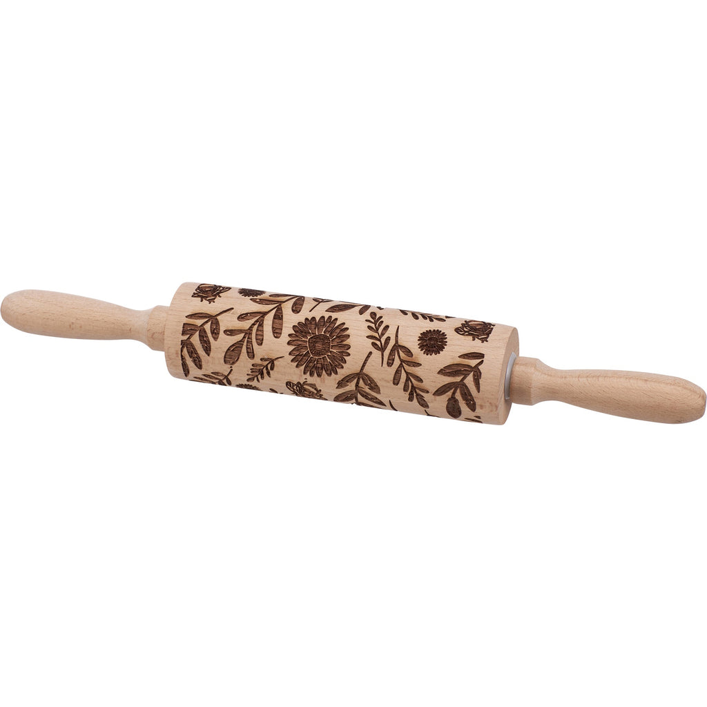 Floral Embossed Rolling Pin | Bees and Florals Design Baking Tools |