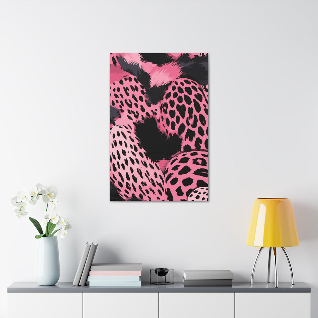 Wall Art Decor - Canvas Print Artwork - Pink and Black Leopard Spots
