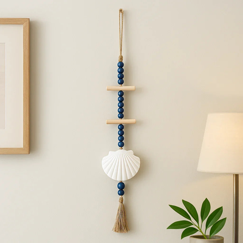 Home Decor wall hanging Wooden Scallop Shells Driftwood Sea Shells