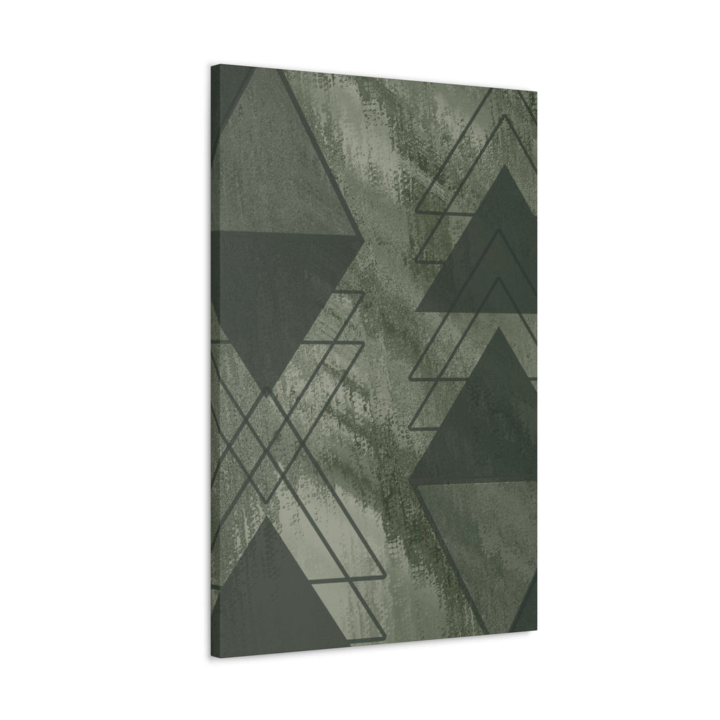 Wall Art Decor - Canvas Print Artwork - Olive Green Triangular