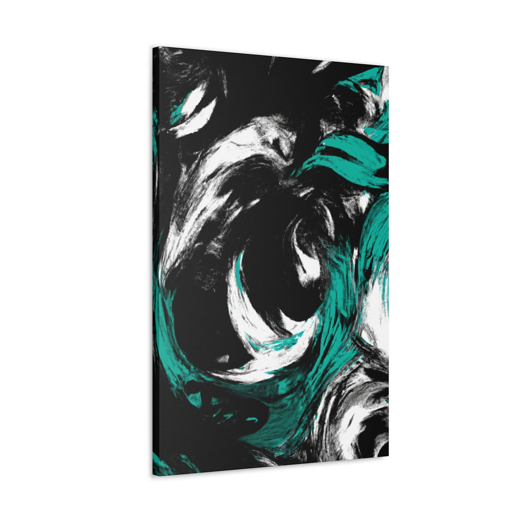 Wall Art Decor - Canvas Print Artwork - Black Green White Abstract