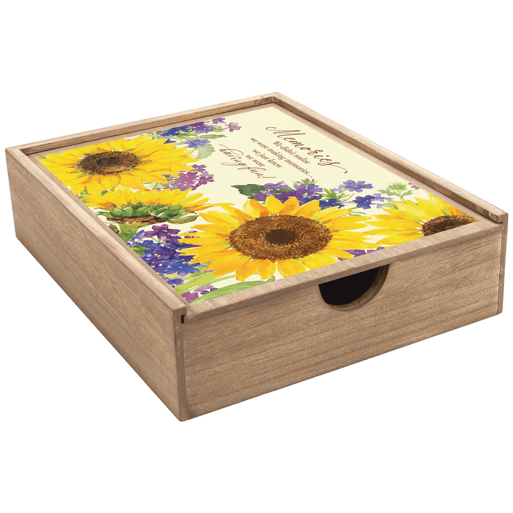 Walnut Memory Keepsake Box With Sunflower Artwork