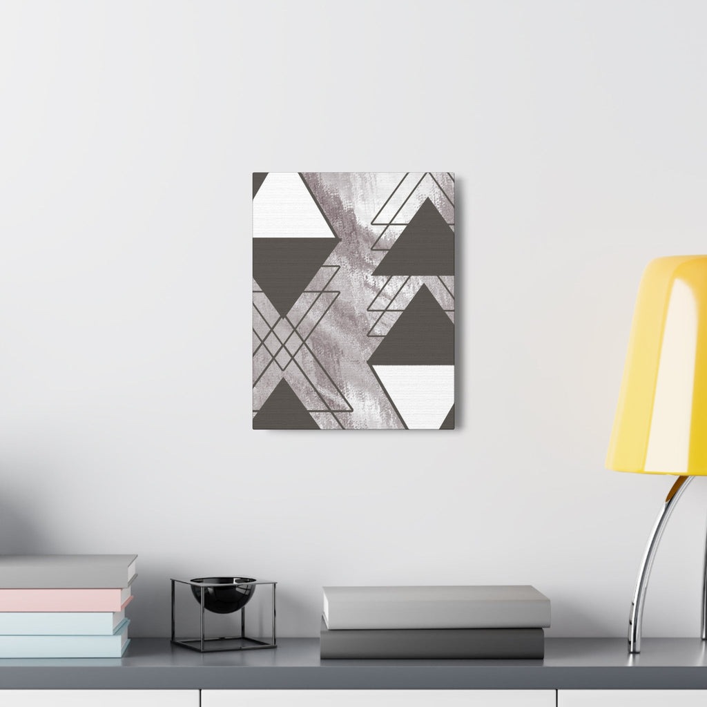 Wall Art Decor - Canvas Print Artwork - Ash Grey and White Triangular