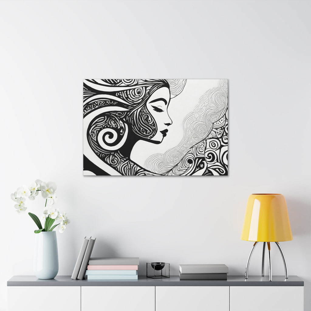 Wall Art Decor - Canvas Print Artwork - Female Black Line Art Print