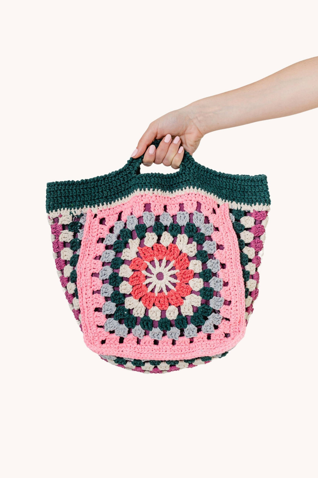 Petrol color handmade eco-friendly cotton crochet knit bag