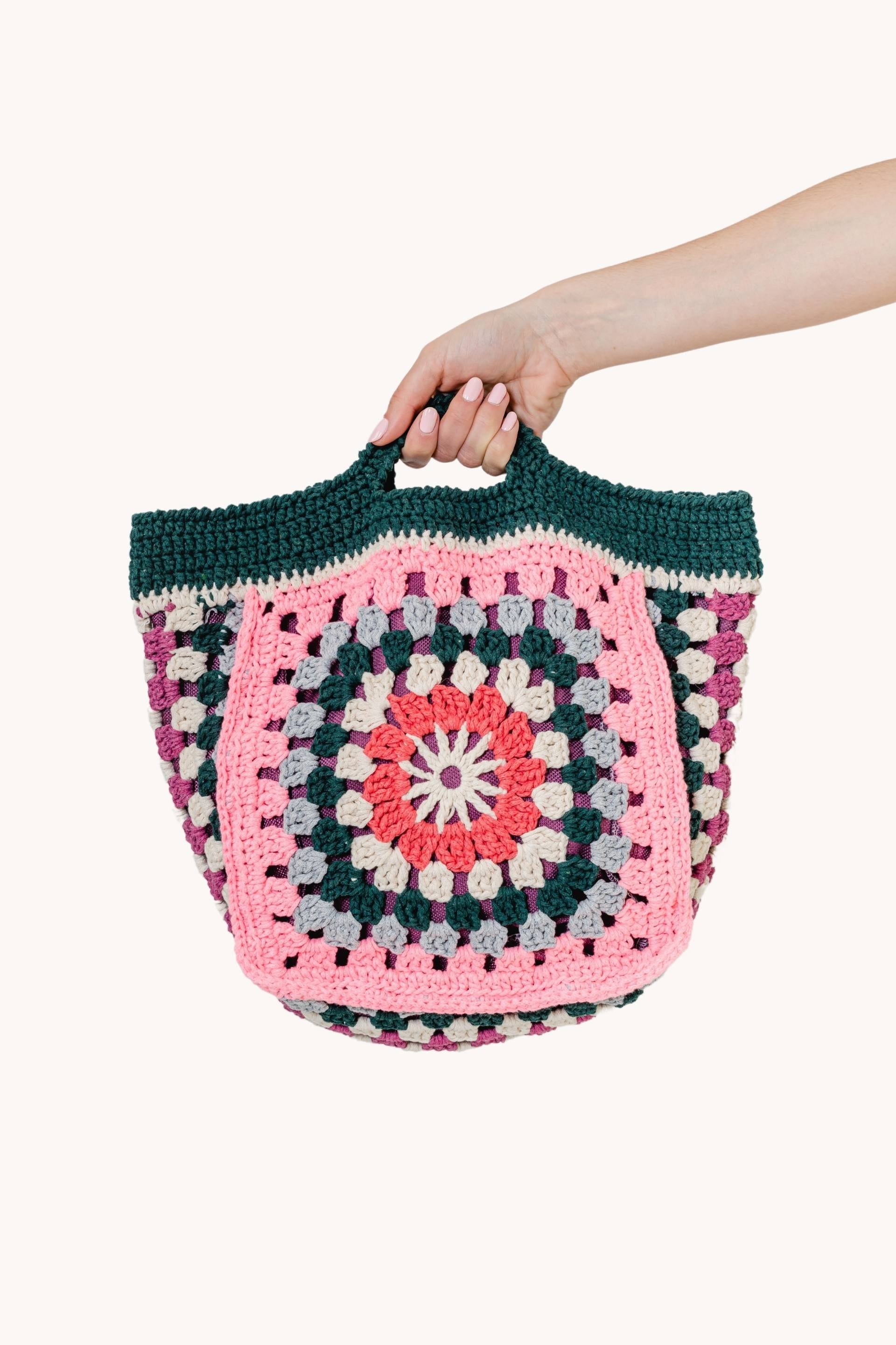 Petrol color handmade eco-friendly cotton crochet knit bag