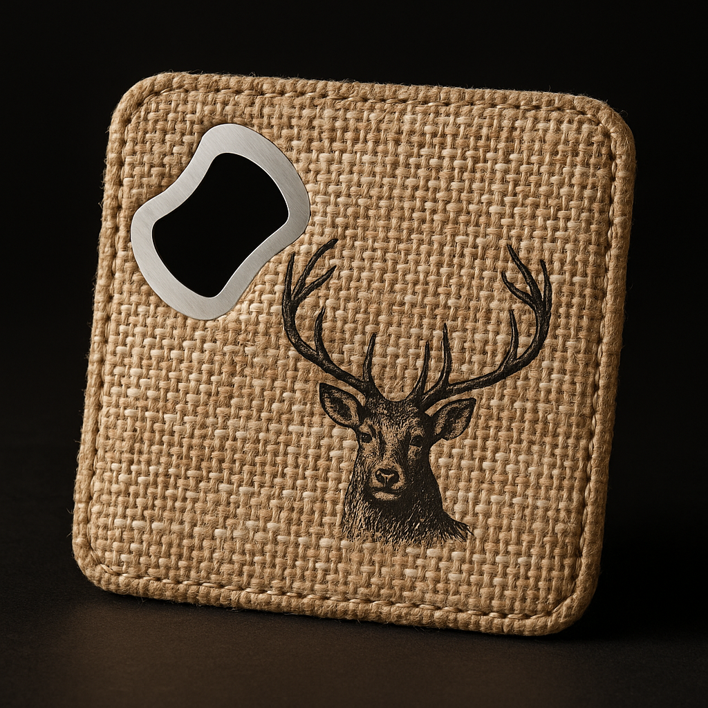 Sublimate Burlap Bottle Opener and Coaster with Customize