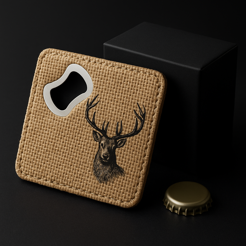 Sublimate Burlap Bottle Opener and Coaster with Customize