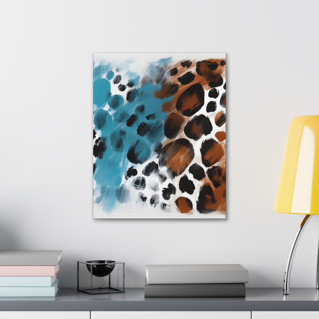Wall Art Decor - Canvas Print Artwork - Rustic Blue and Brown Spotted