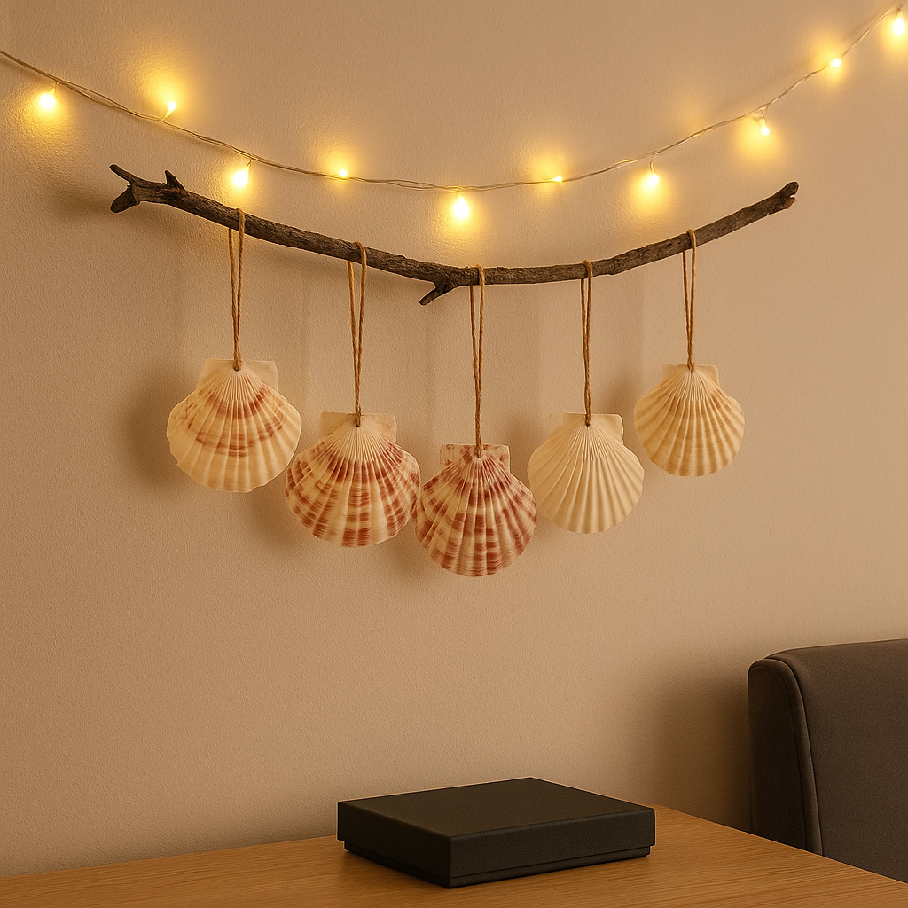 30PCS Natural Sea Shells Scallop Shells With Rope for Home Decor
