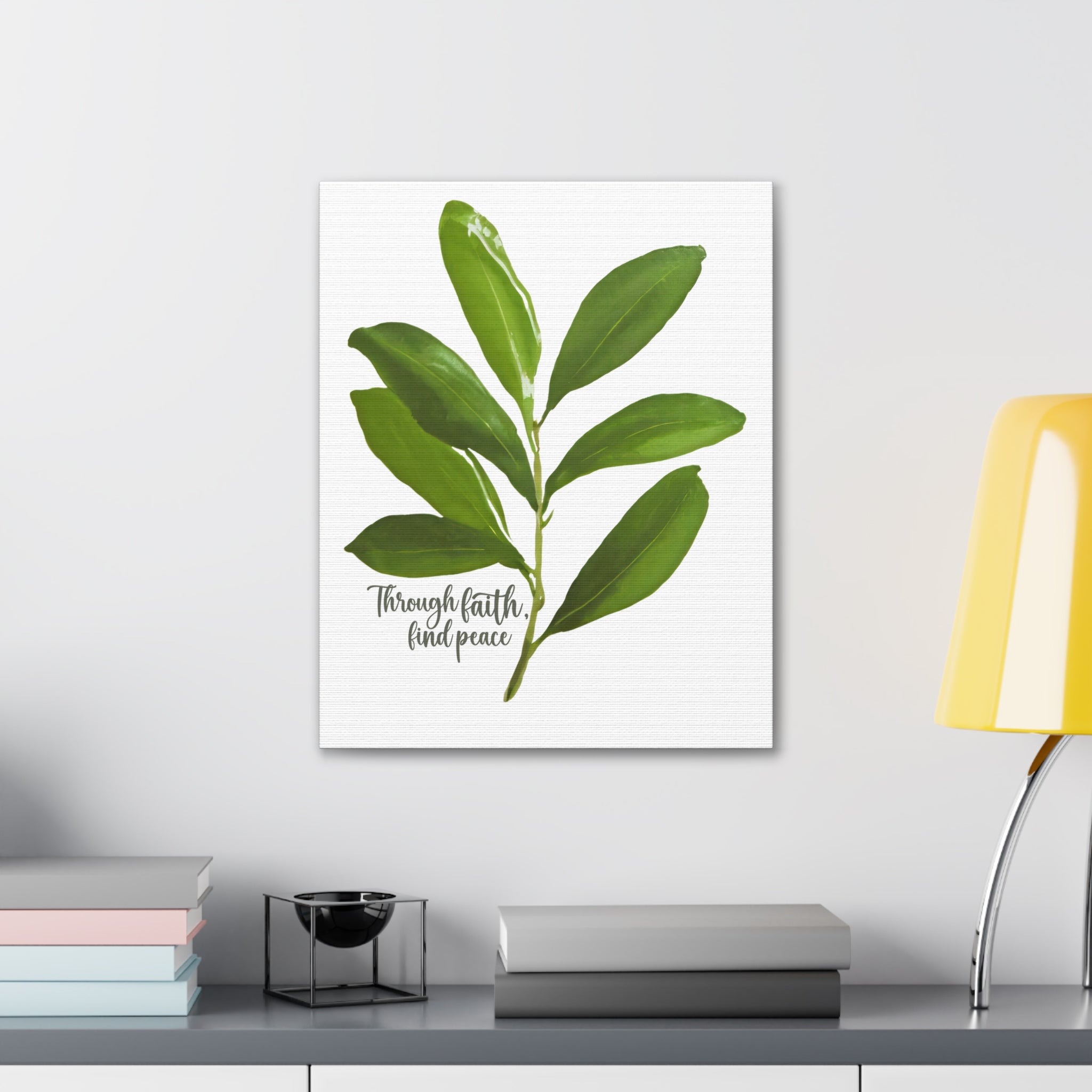 Wall Art Decor - Canvas Print Artwork - Through Faith Find Peace Olive