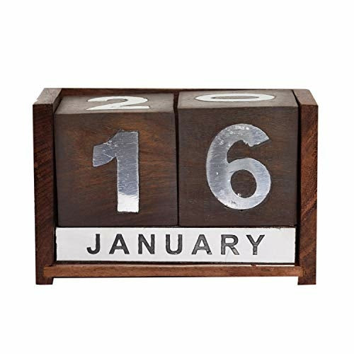 European Rosewood Perpetual Wooden Desk Office Calendar