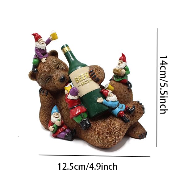 Garden Bear and Gnomes Statue Yard Lawn Home Decor