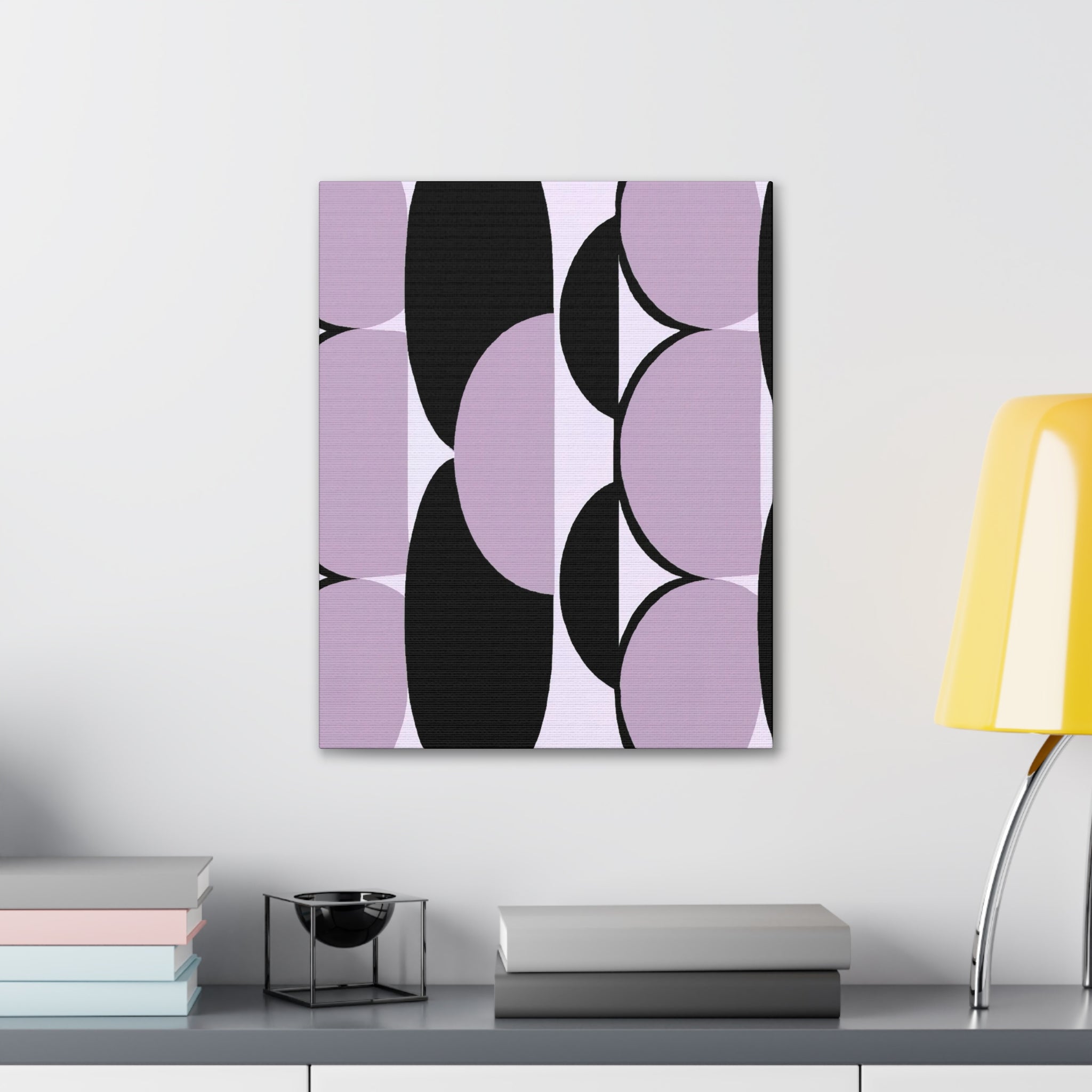 Wall Art Decor - Canvas Print Artwork - Geometric Lavender and Black