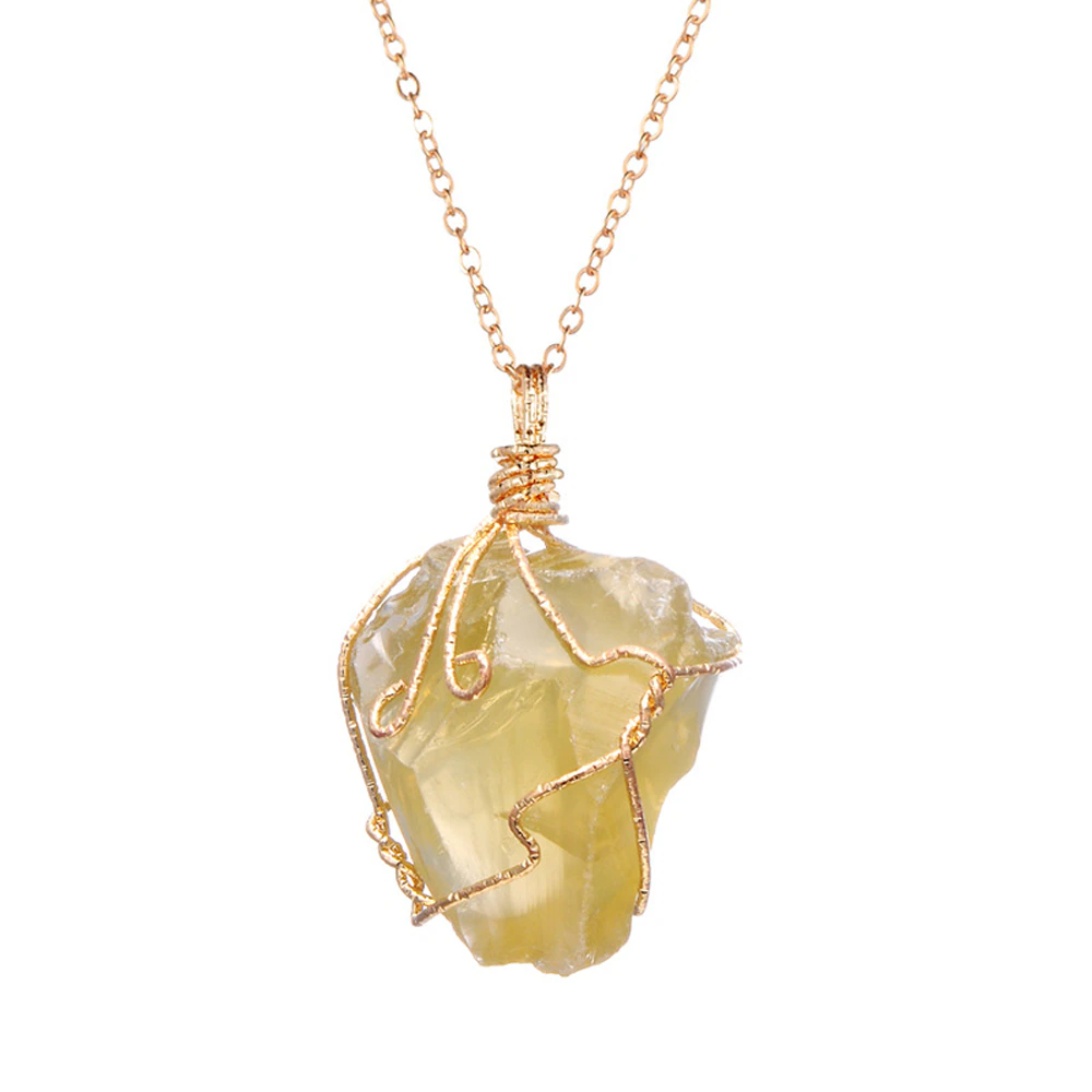 Natural Gemstone Necklace Chakra Stone Pendant Energy Healing Crystal