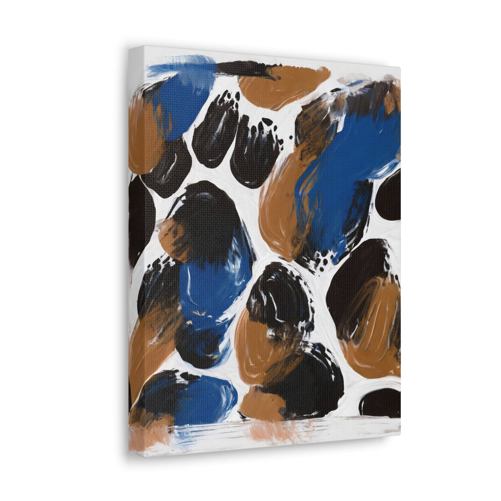 Wall Art Decor - Canvas Print Artwork - Dark Blue and Brown Spotted
