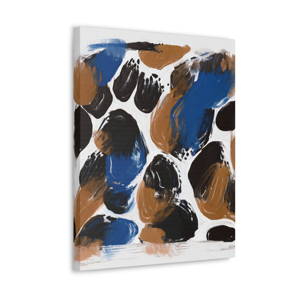 Wall Art Decor - Canvas Print Artwork - Dark Blue and Brown Spotted