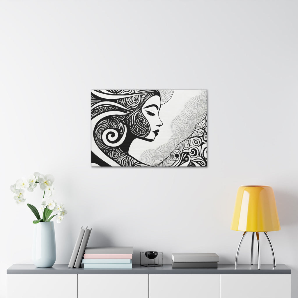 Wall Art Decor - Canvas Print Artwork - Female Black Line Art Print