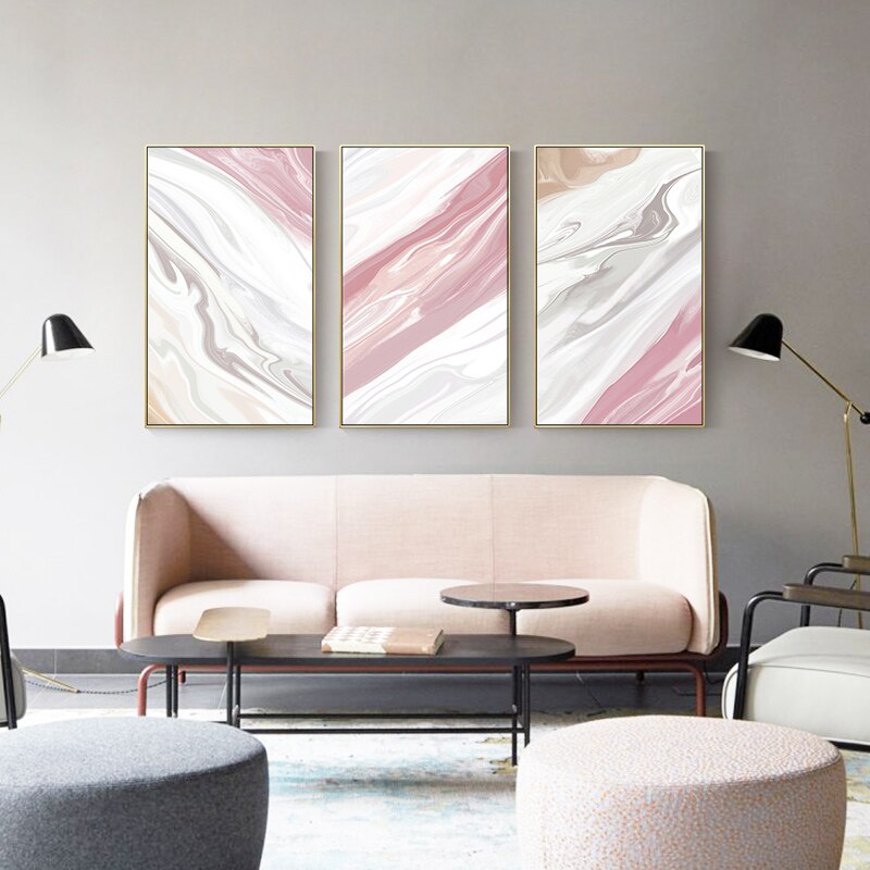Abstract Color Mix Marble Pinky Canvas Painting