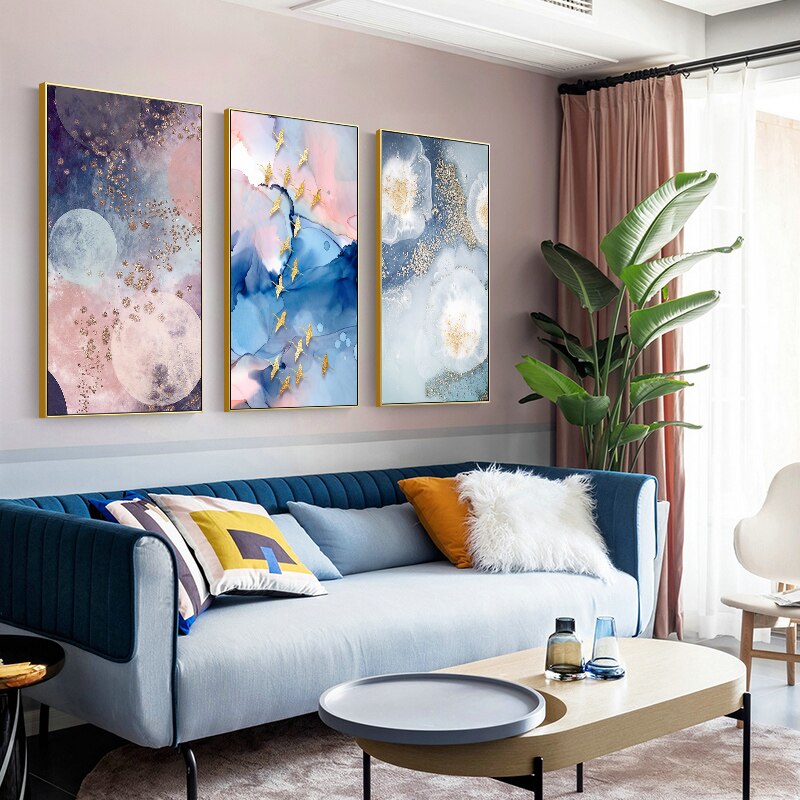 Abstract Color Mix Marble Pinky Canvas Painting