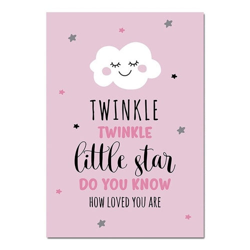 Cartoon Moon Canvas Art Poster Nursery Quotes