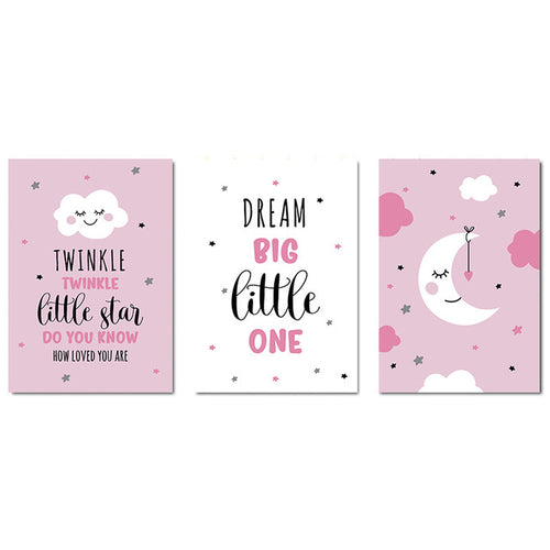 Cartoon Moon Canvas Art Poster Nursery Quotes