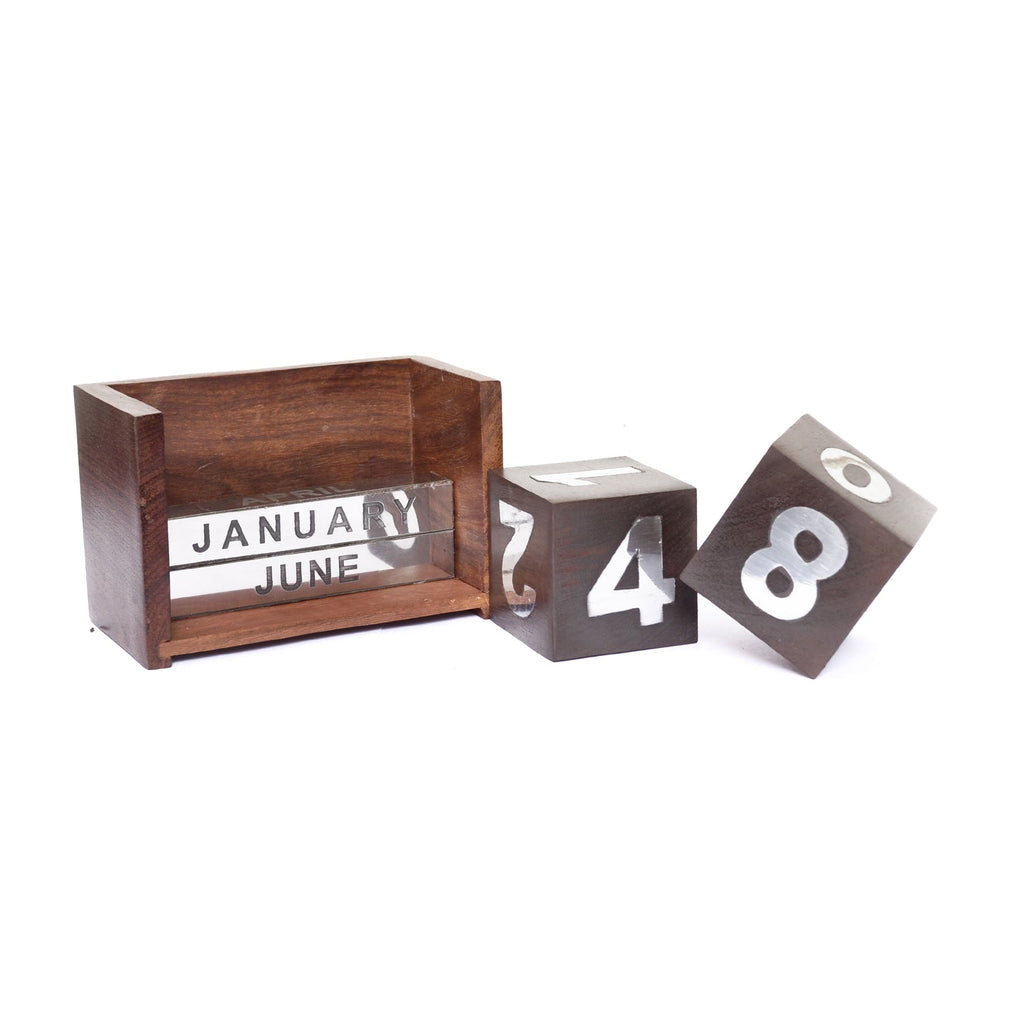 European Rosewood Perpetual Wooden Desk Office Calendar
