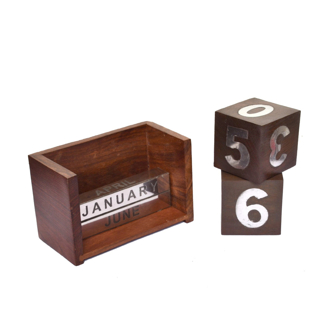 European Rosewood Perpetual Wooden Desk Office Calendar