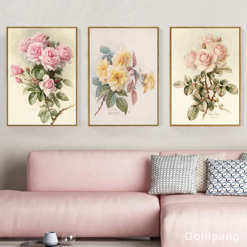 European Retro Flower Posters Print Home