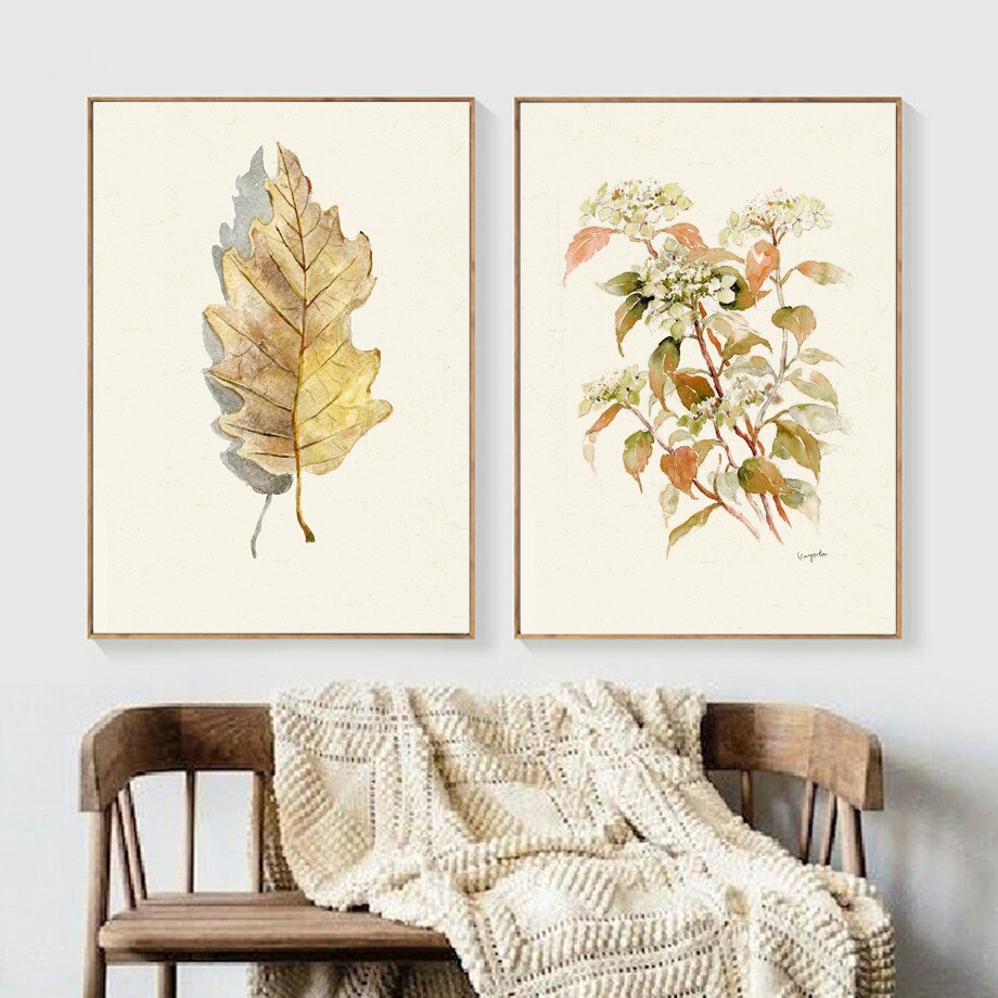 Fall YelFlower Tree Leaves Wall Art Canvas