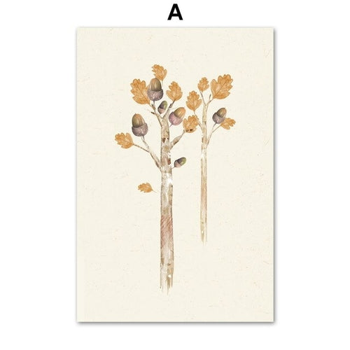 Fall YelFlower Tree Leaves Wall Art Canvas