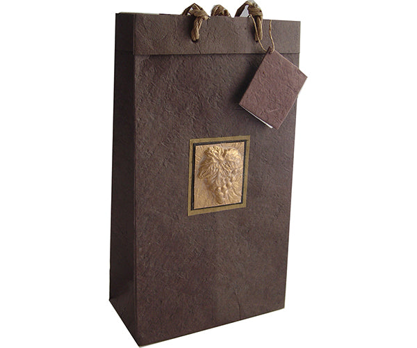 Bella Vita BB2TUSCANYBROWN Handmade Paper Two Bottle Bags Tuscany Brow