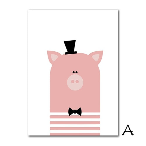 Giraffe Cattle Canvas Painting Nursery Wall