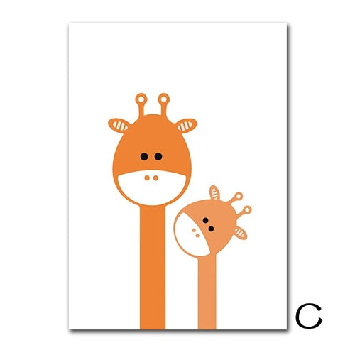 Giraffe Cattle Canvas Painting Nursery Wall