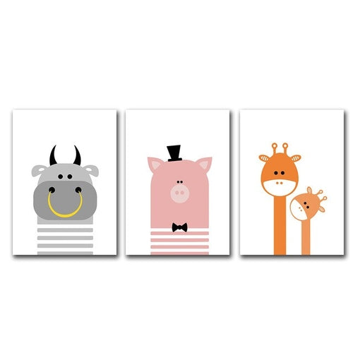 Giraffe Cattle Canvas Painting Nursery Wall