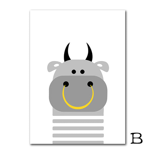 Giraffe Cattle Canvas Painting Nursery Wall