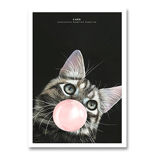 Nordic Animal Pet Cute Cat Poster Print
