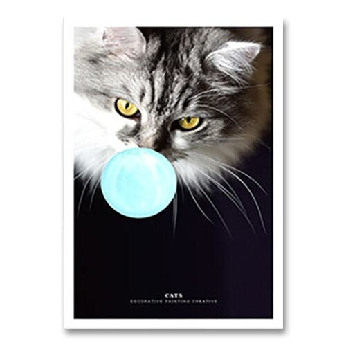 Nordic Animal Pet Cute Cat Poster Print