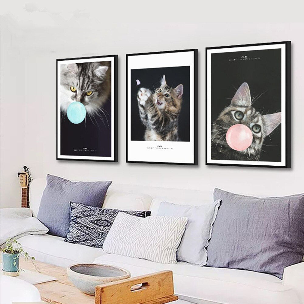 Nordic Animal Pet Cute Cat Poster Print