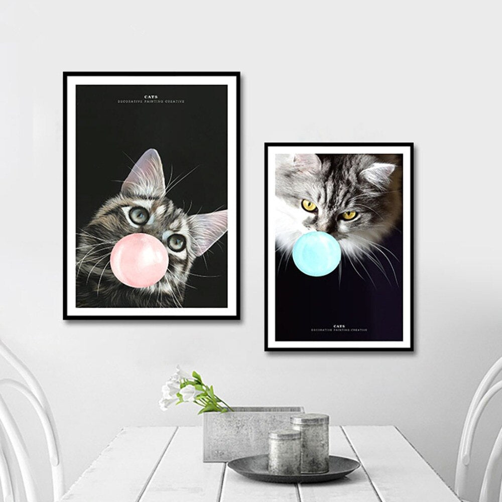 Nordic Animal Pet Cute Cat Poster Print