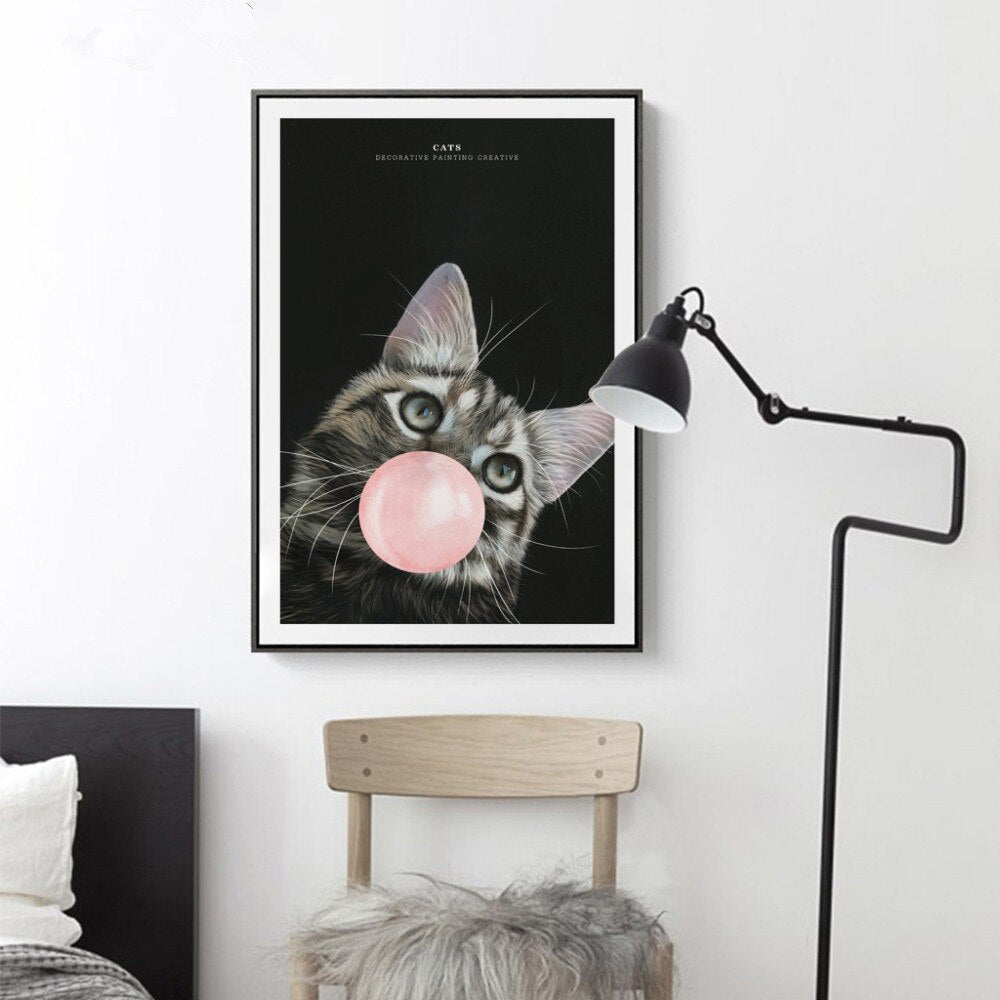 Nordic Animal Pet Cute Cat Poster Print