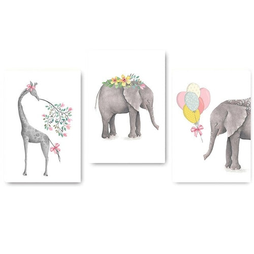 Nordic Cartoon Giraffe Elephant