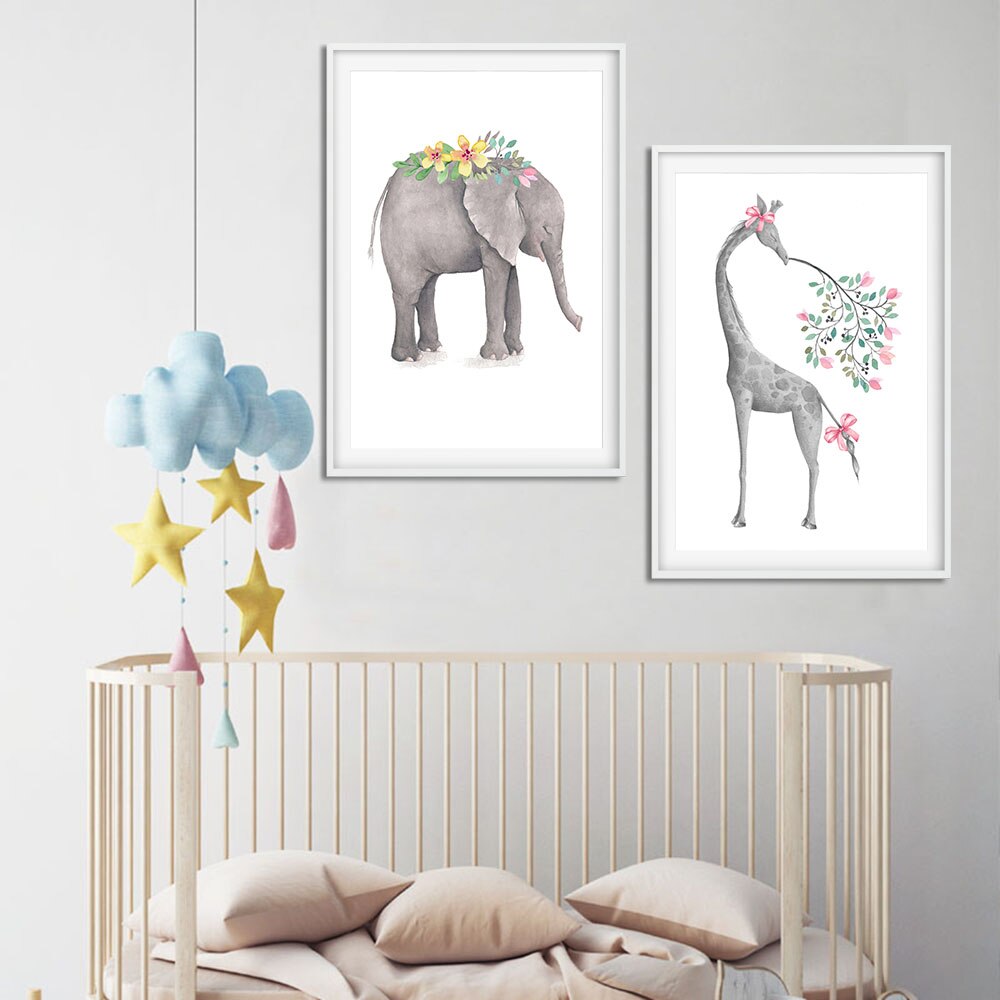 Nordic Cartoon Giraffe Elephant