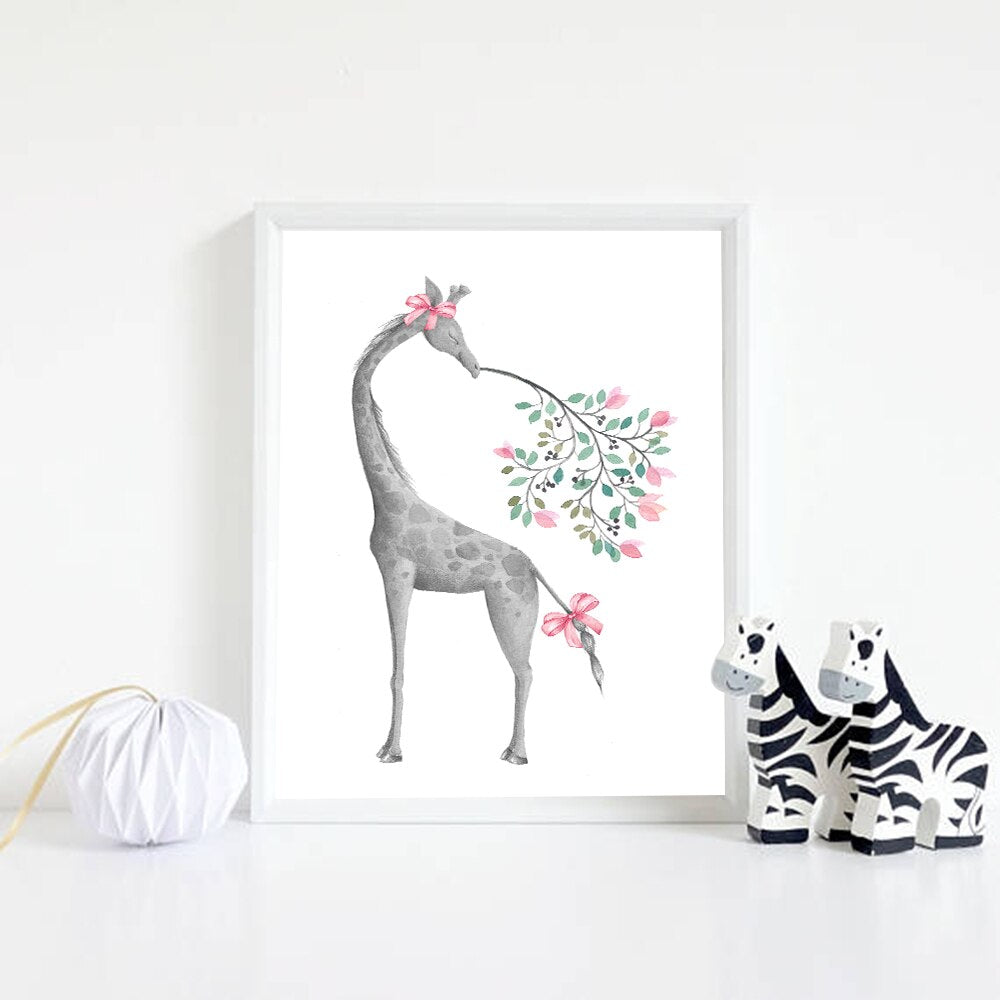 Nordic Cartoon Giraffe Elephant