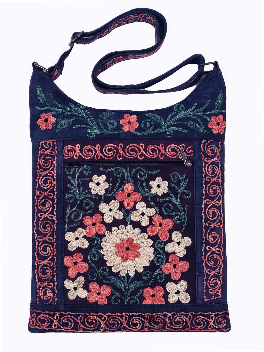 Handmade Green and Lemon Suede Embroidered Llama Bag